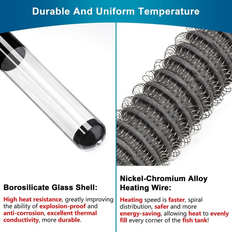 DATOO Aquarium Heater Adjustable 50W Submersible Fish Tank Heater with Electronic Chip Thermostat Suitable for Marine Saltwater and Freshwater - Image 5